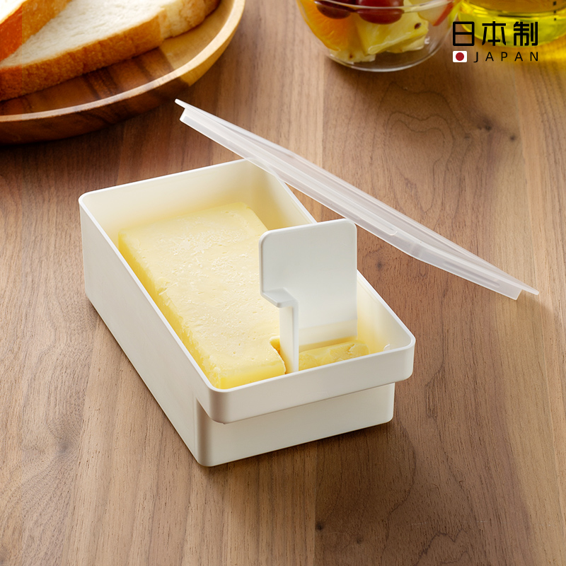 日本进口黄油切割储存盒冰箱奶酪芝士片保鲜盒收纳牛油乳酪切块器