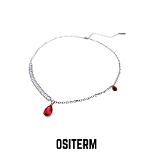 OSITERM限定水晶泪项链三色红白粉点缀饰品男女短项链小众高级感