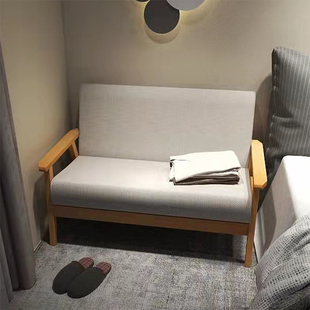 实木出租房布艺客厅简约现代小型单人双人 简易沙发小户型公寓日式