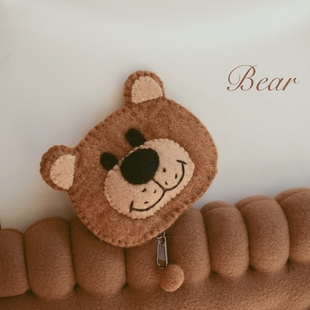 学生羊毛毡耳机包口红收纳袋小包 手工制作Bear可爱卡通零钱包韩版