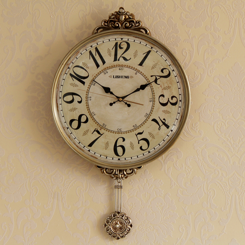 钟表挂钟客厅美式 欧式 创意时尚 简约大气家用北欧静音挂墙时钟 个性