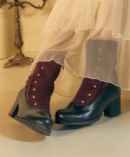 日系高级复古洛丽塔lolita女靴短靴及踝靴短靴 小众设计感 法式