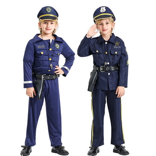 万圣节cosplay儿童警察服装 角色扮演服装 儿童警察衣服演出服装