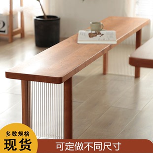 现代简约原木 樱桃木橡木餐桌欧式 相扑长凳北欧实木长条凳子日式