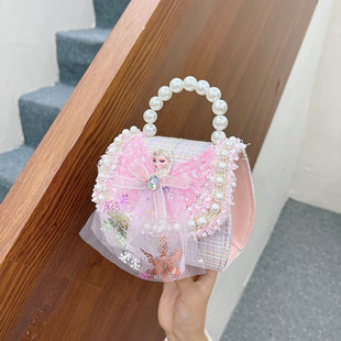 夏季 新款 小香风艾莎公主包小女孩可爱手提斜挎包 网红儿童包包时尚