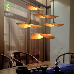 新中式 禅意吊灯茶室灯中国风古典东南亚风格 灯饰 灯具创意竹编个性