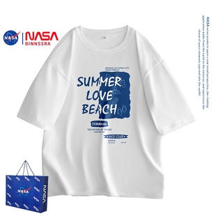 冰丝体恤白T 夏季 半袖 潮牌宽松上衣服男生美式 t恤男款 NASA纯棉短袖
