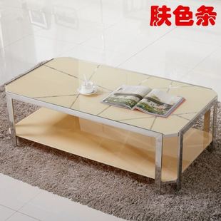 现代简约不锈钢办公茶几客厅电视柜组合长方形餐桌钢化玻璃茶几