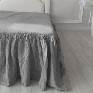 保护罩防尘床单床笠单件 定制亚麻水洗纯色床裙荷叶边床罩裙式