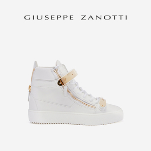ZanottiGZ女士经典 小白鞋 板鞋 Giuseppe 双金扣高帮运动鞋 女鞋