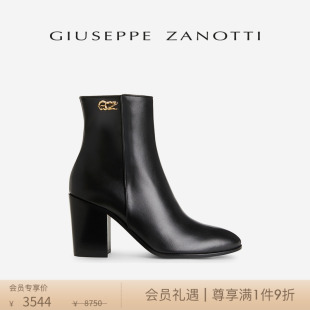 ZanottiGZ女士中筒粗跟及踝靴弹力靴高跟短靴 Giuseppe