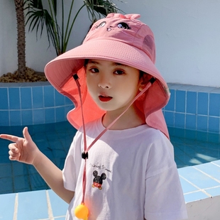 帽子女童可爱凉帽渔夫帽 儿童防晒帽海边沙滩遮阳帽太阳帽男童夏季