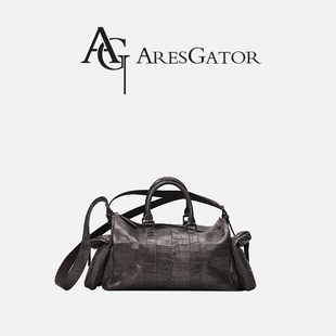 鳄鱼真皮短途旅行包单肩斜跨行李袋运动健身手提包 Aresgator男士