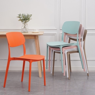 饭店塑料椅子可摞叠家用餐椅轻奢舒适学习椅子 加厚靠背椅网红同款
