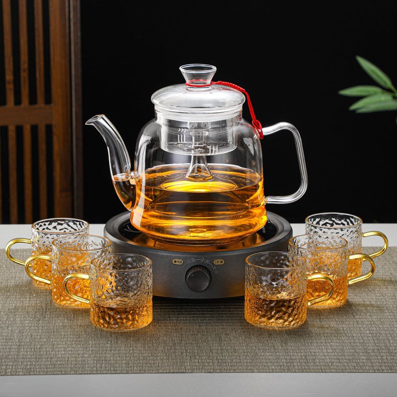 电陶炉透明耐热玻璃蒸茶壶煮茶器蒸汽煮茶壶黑茶烧水壶泡茶壶家用