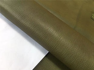 tzp085绿色缩纹鹿皮真皮手工DIY皮料1.2mm软