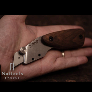 Nattools裁皮刀 梯形手工DIY皮革皮具制作 0晃动0变形 黑胡桃木柄