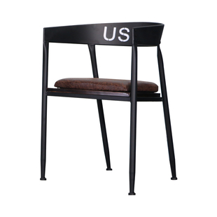 实木复古工业风奶茶店咖啡厅桌椅组合 铁艺餐椅休闲椅洽谈椅子美式