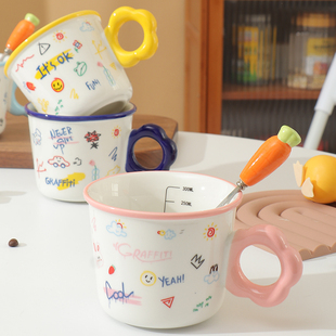 马克杯女生创意水杯陶瓷杯早餐杯高颜值杯子可爱儿童牛奶杯咖啡杯