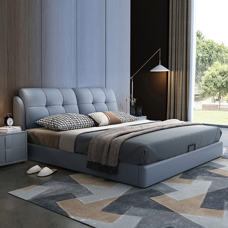 布艺床现代简约1.5米双人轻奢实木床主卧1.8m储物皮床小户型 欧式