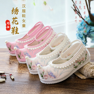 汉服鞋 2021新款 软底 女童绣花鞋 秋季 儿童表演出鞋 中国风老北京布鞋