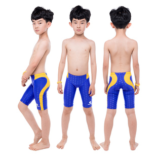 男童泳裤 泳裤 鲨鱼皮速干男士 五分 防水中大童男生训练五分平角裤