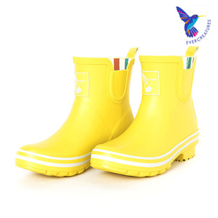 evercreatures英国雨靴雨鞋 防滑防水鞋 成人水鞋 靴套黄色短筒 女鞋