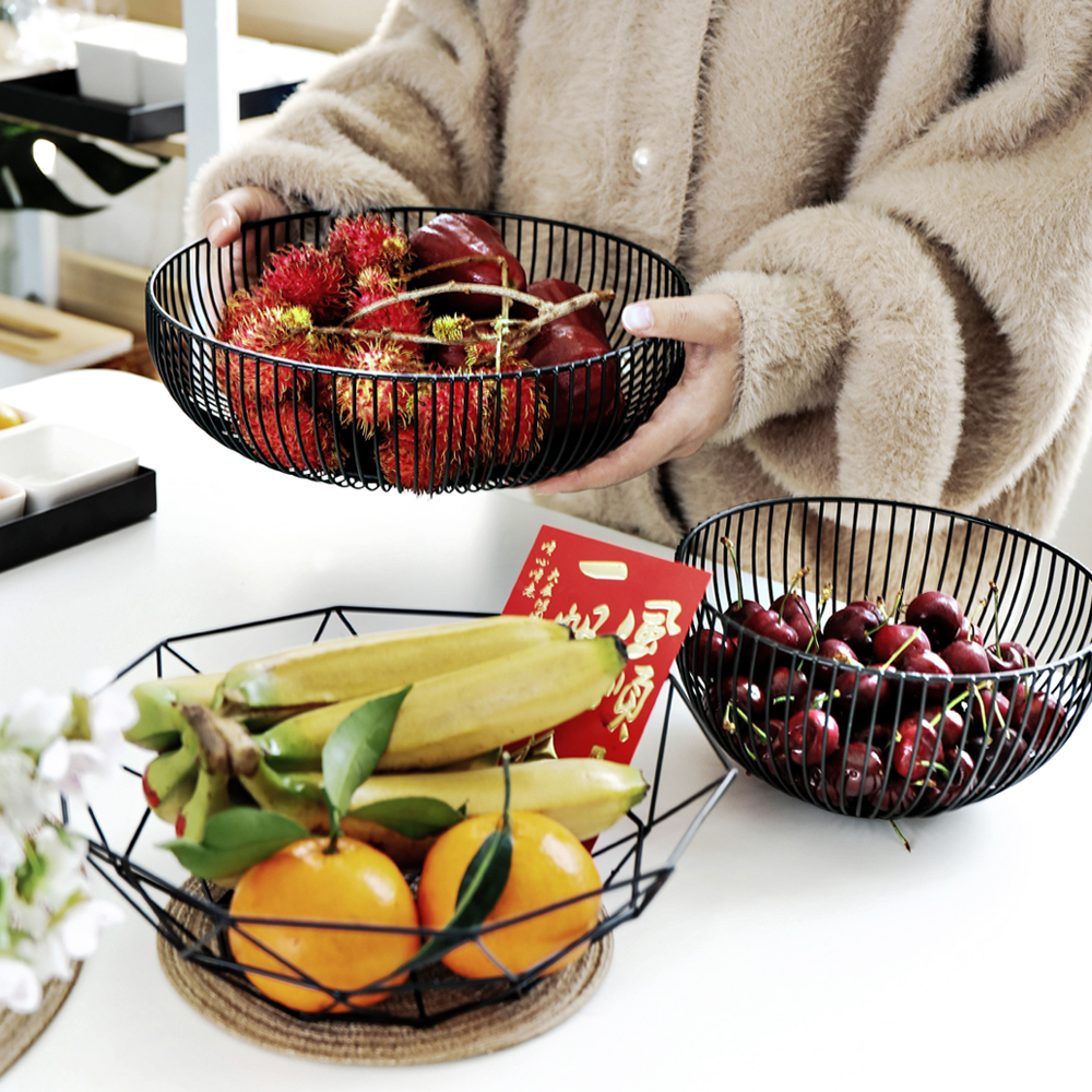 ins北欧风格 水果盘盆网红茶几客厅创意个性 家用水果篮收纳筐 现代