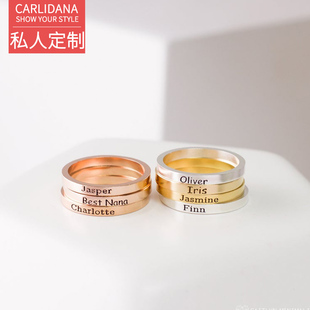 定制刻字戒指钛钢14K镀金男女情侣对戒闺蜜戒搭配纪念食指戒指环