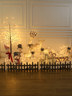 饰主题氛围发光摆x件鹿拉车酒店商场大型摆 圣诞麋鹿节场景布置装