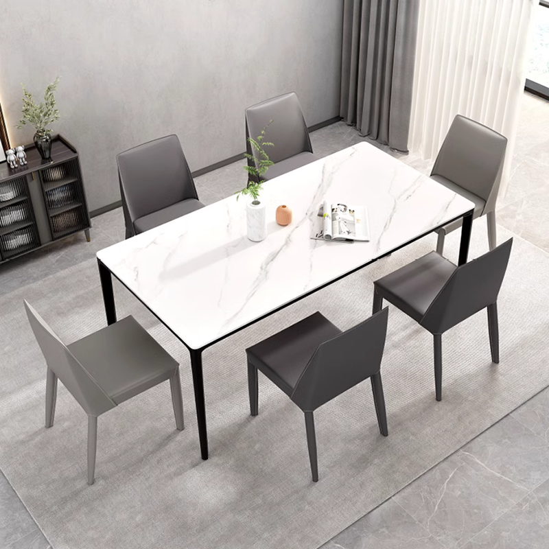 铝合金桌椅组合小户型长方形饭桌餐厅奶油风桌子 家用岩板餐桌意式