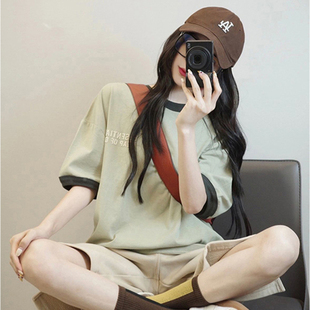 短裤 盐系休闲运动服套装 宽松两件套潮 薄款 女夏季 学生韩版 纯棉短袖