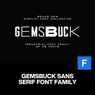 48款 Gemsbuck现代工业风时尚 无衬线英文字体家族 品牌标识VI排版