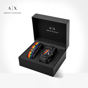 腕表礼物AX7120 手表学生简约彩虹表带礼盒装 Armani阿玛尼手表男士