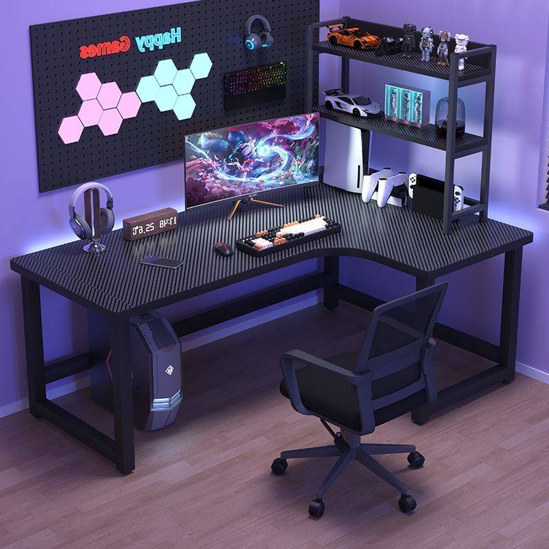 电竞桌家用书桌书架一体卧室桌子办公桌游戏桌 转角电脑桌双人台式