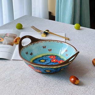 汤碗 创意波兰风特别好看 双耳碗陶瓷沙拉碗家用吃面碗2023新款