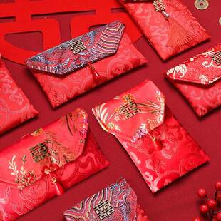 2万 红包袋改口万元 红包 装 复古布艺红包新婚绒布结婚个性 中式