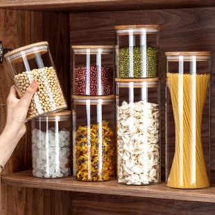 密封罐玻璃瓶子透明茶叶罐带盖家用厨房食品杂粮收纳盒罐子储物罐