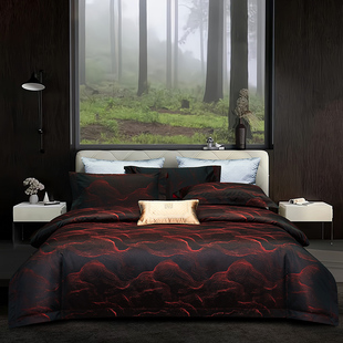 床盖四件套双人床上用品 轻奢色织提花被套100S全棉床单款 高端欧式