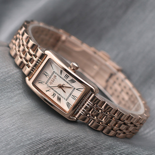 聚利时复古罗马数字女士方形手表钢带商务手链石英腕表 新品 时尚