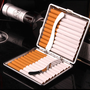 皮质烟盒20支装 金属防压防潮香菸盒个性 时尚 礼品烟夹 超薄便携男士