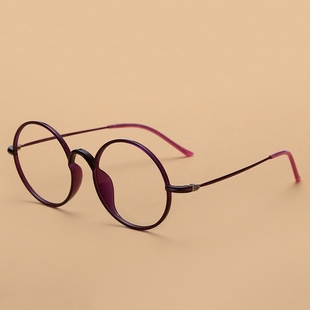 新款 复古眼镜框女韩版 紫色 潮大脸全框近视圆形眼镜女配眼镜架个性