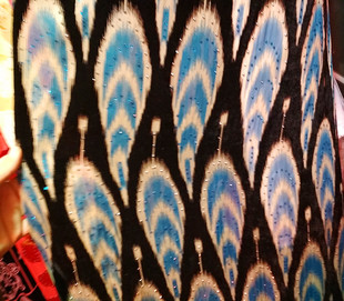 新疆民族维吾尔族特色艾德莱斯绸金丝绒莎纯丝布料宽幅1米10厘米