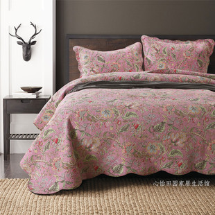 外贸美式 双面全棉床盖四季 纯棉床单床罩 通用三件套韩国绗缝被欧式