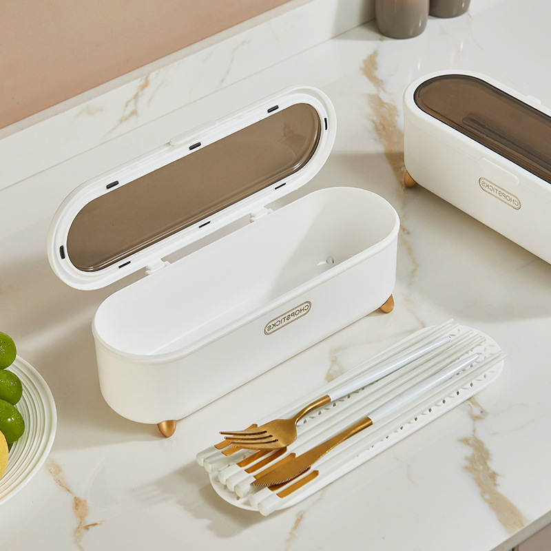 博蓝轻奢高颜值大容量便携筷子盒厨房食品级可沥水筷子勺子收纳盒