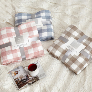 日本进口纯棉纱布单人双人毛巾被午睡毯休闲毯空调毯秋冬毛毯盖毯