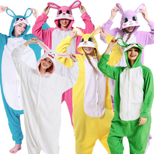 COS动漫演出成人连体卡通动物睡衣黄粉蓝白色兔子公司派对表演服