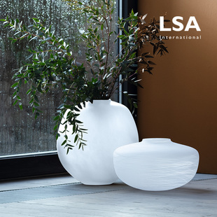 英国进口LSA BOULDER 饰品 现代简约轻奢玻璃花瓶客厅插花器桌面装