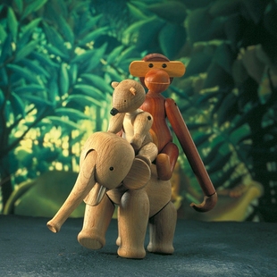 纯手工动物木偶书房木质大象原木色摆件 elephant 丹麦Rosendahl