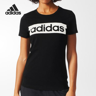 女子经典 Adidas T恤AJ4572 logo黑色运动修身 阿迪达斯正品 短袖 新款